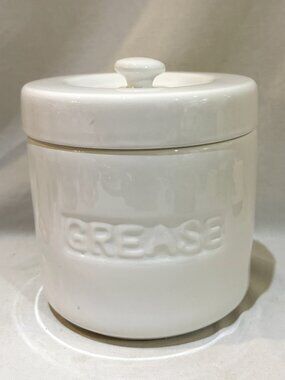 Fox Run White Porcelain Grease Container with Strainer and Lid